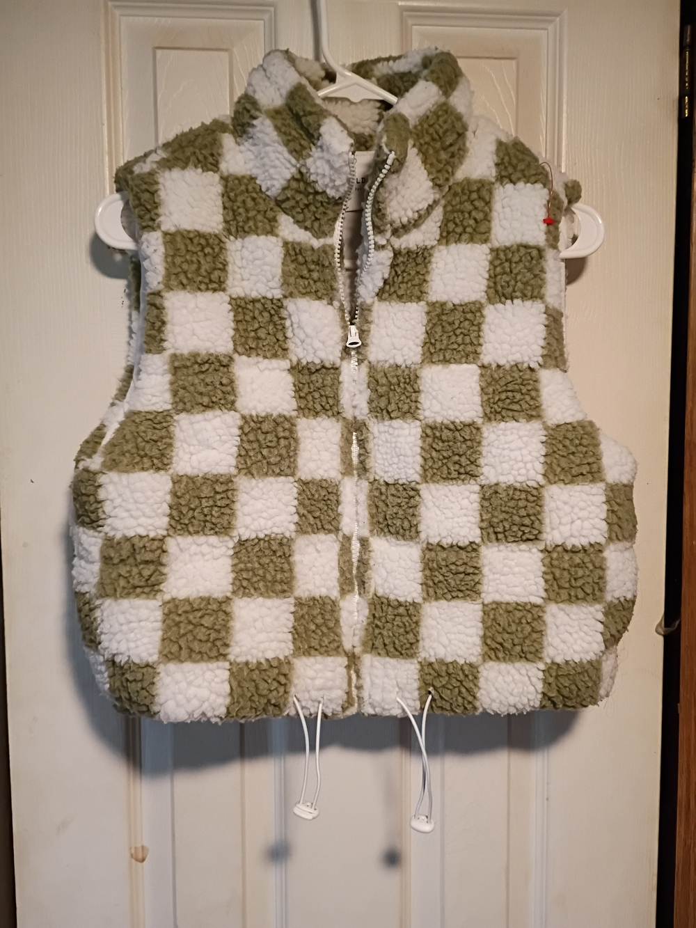 Wild Rose Olive Green and Cream Sherpa Vest